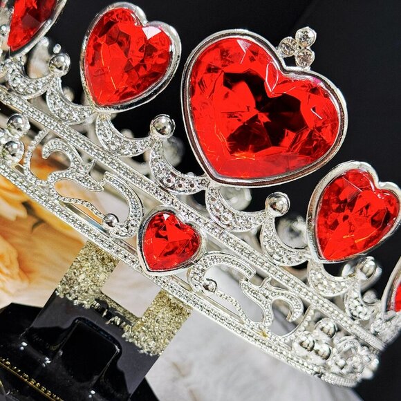 Queen of Heart Crown, Love Crown, Valentine Crown, Silver Crown, Wedding Crown main image 6